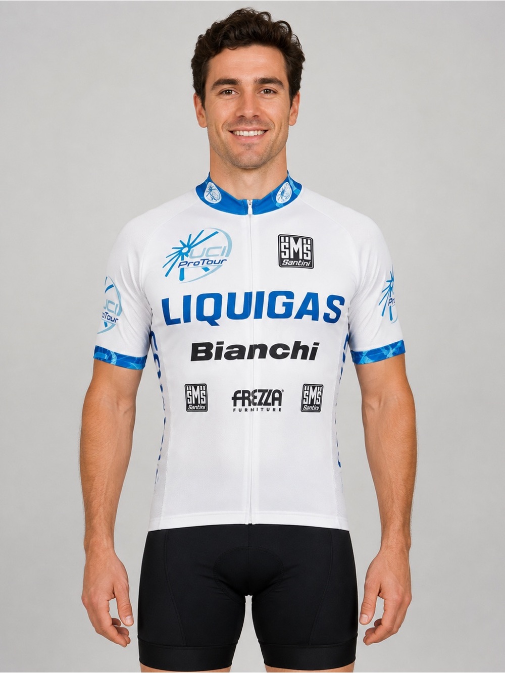 Santini SMS Liquigas Bianchi UCI Pro Tour Cycling Jersey Men’s XL